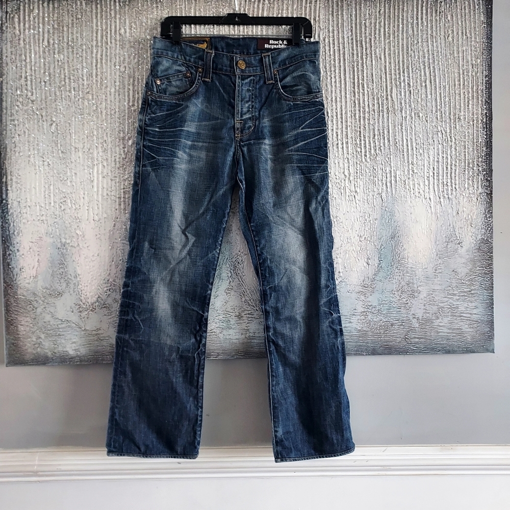 Rock & Republic Men's  Indigo Straight Jeans Sz-30